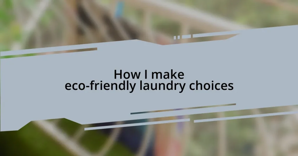 How I make eco-friendly laundry choices
