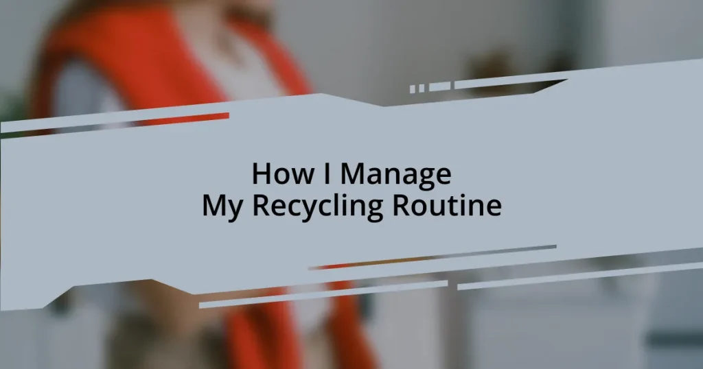 How I Manage My Recycling Routine