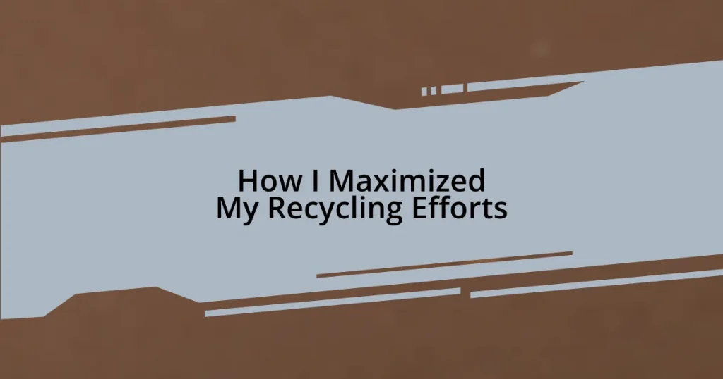 How I Maximized My Recycling Efforts