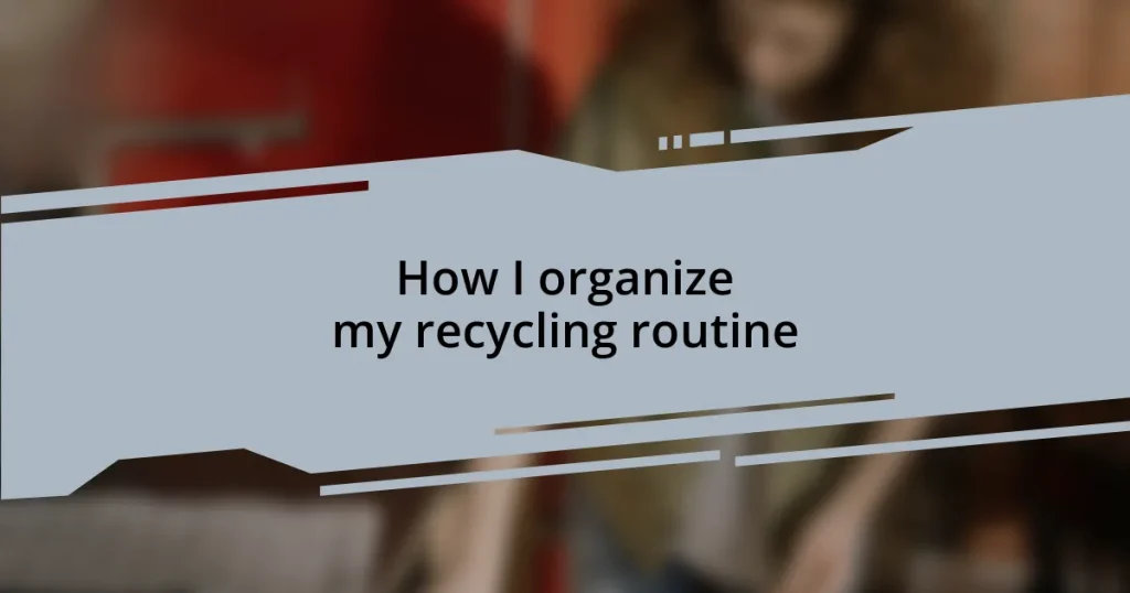 How I organize my recycling routine