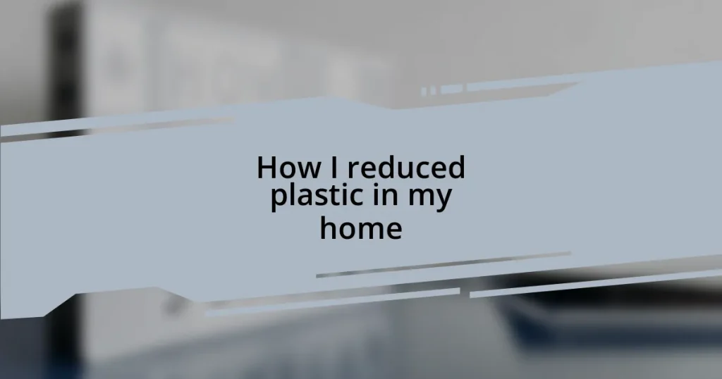 How I reduced plastic in my home