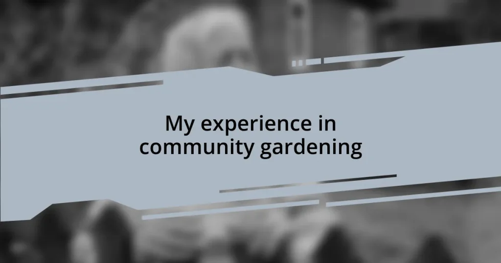 My experience in community gardening