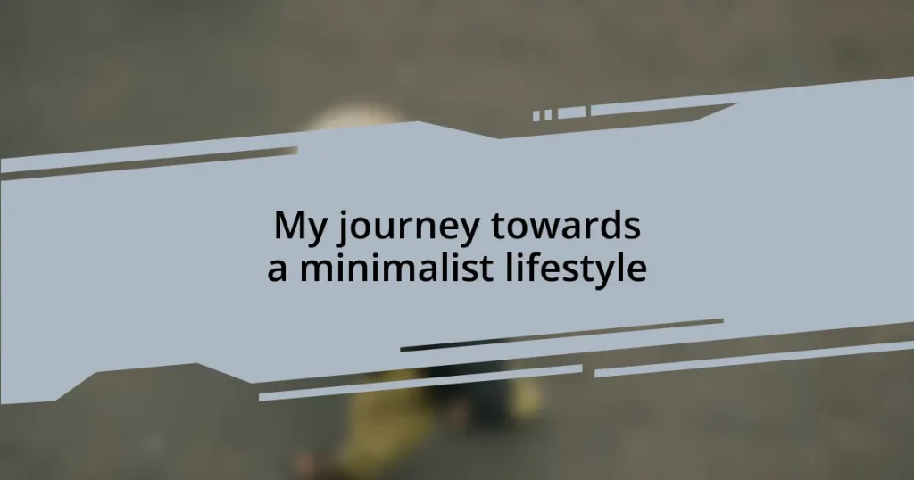 My journey towards a minimalist lifestyle