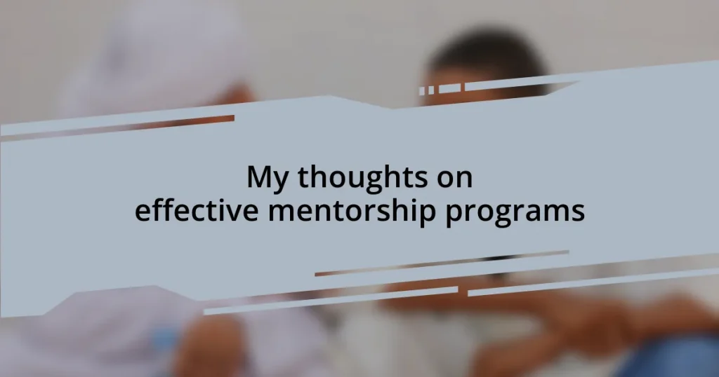 My thoughts on effective mentorship programs
