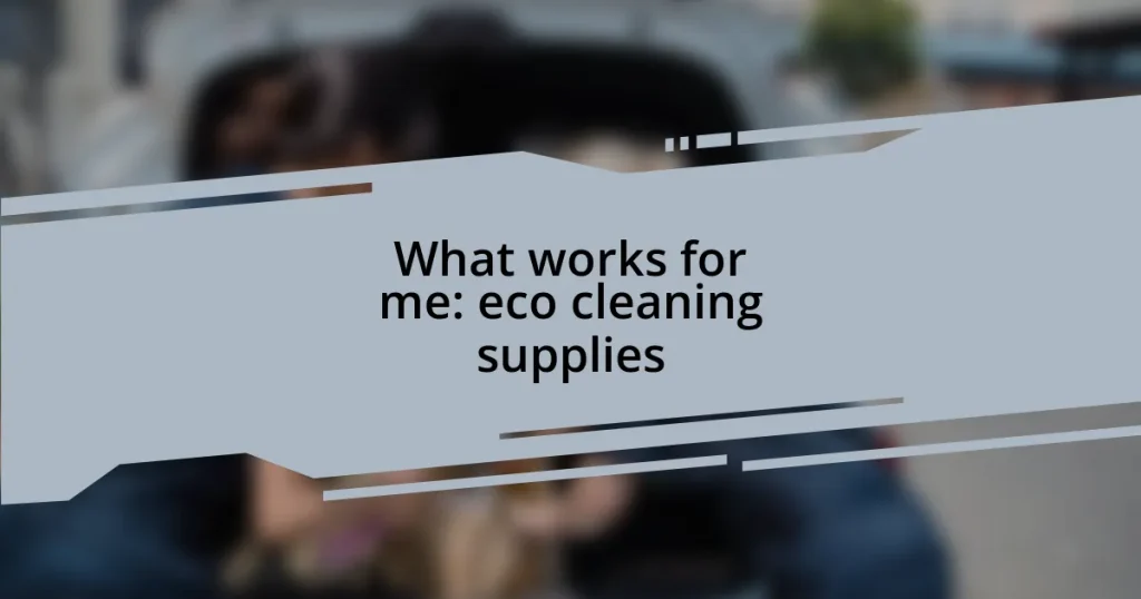 What works for me: eco cleaning supplies