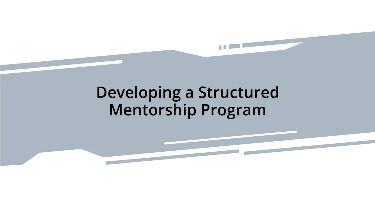Developing a Structured Mentorship Program