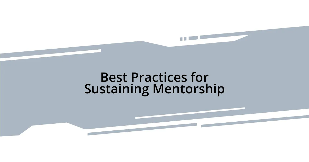 Best Practices for Sustaining Mentorship