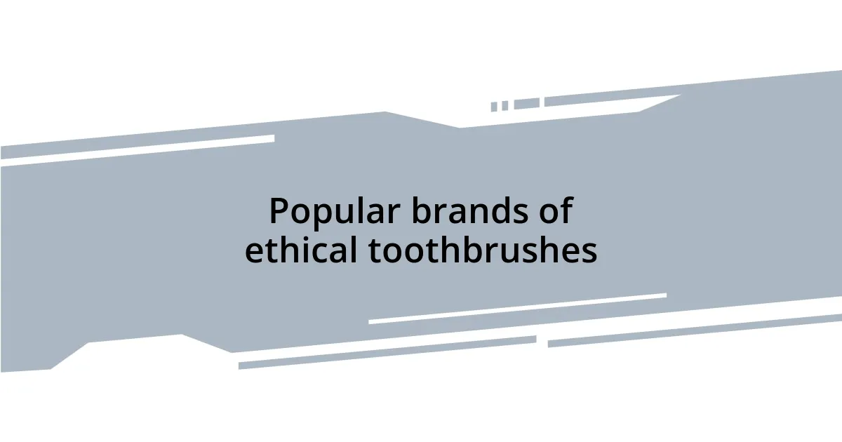 Popular brands of ethical toothbrushes